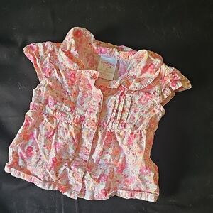 Toughskins Pink Floral Kids Blouse Size 18 Mo